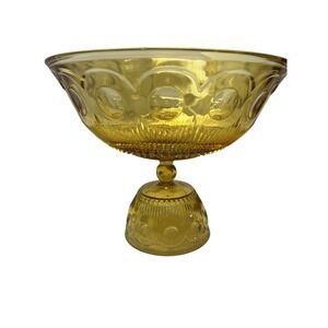 Vtg Bartlett Collins Glass Compote Serving Bowl Genevieve Manhattan Amber MCM